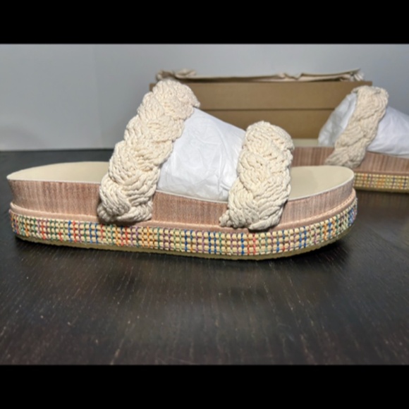 Johnny Was Braided Rope Platform Sandals Size 10 - New - Picture 1 of 12